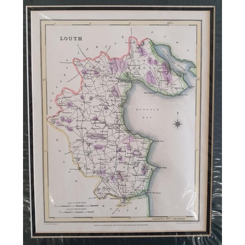 316 - Map. Hand Coloured Reproduction Map of County Louth. Drawn and Engraved for Lewis Topographical Dict... 