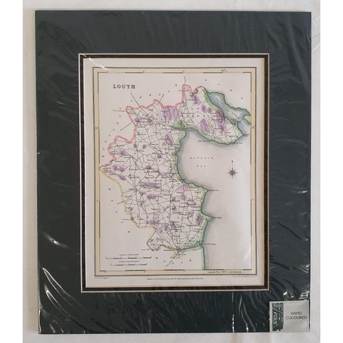 316 - Map. Hand Coloured Reproduction Map of County Louth. Drawn and Engraved for Lewis Topographical Dict... 