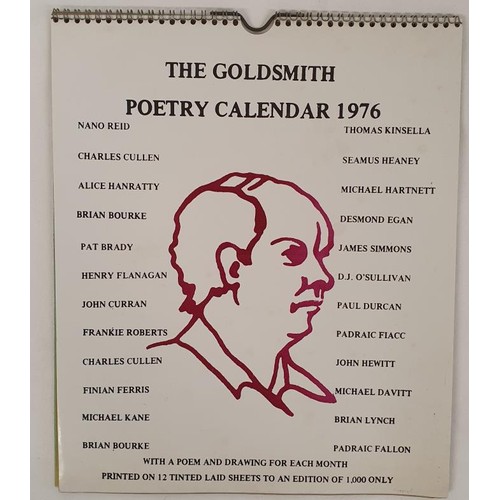 319 - The Goldsmith Press Calendar 1976 - Desmond Egan, Michael Hartnett, Seamus Heaney, Thomas Kinsella, ... 