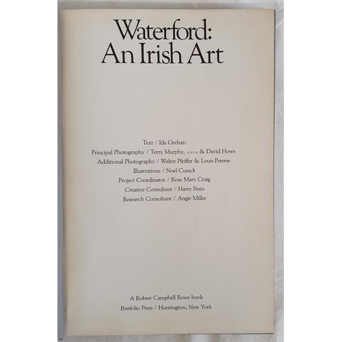 345 - Coffee table Waterford Glass Hard Back Book 1981 – a Robert Campbell Rowe Publication giving a... 