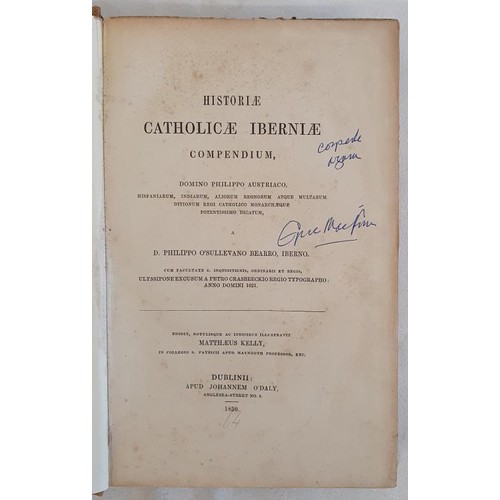 409 - O’Sullivan Beare, Historiae Catholicae Iberniae (1621); new ed 1850 edited by Matthew Kelly; l... 