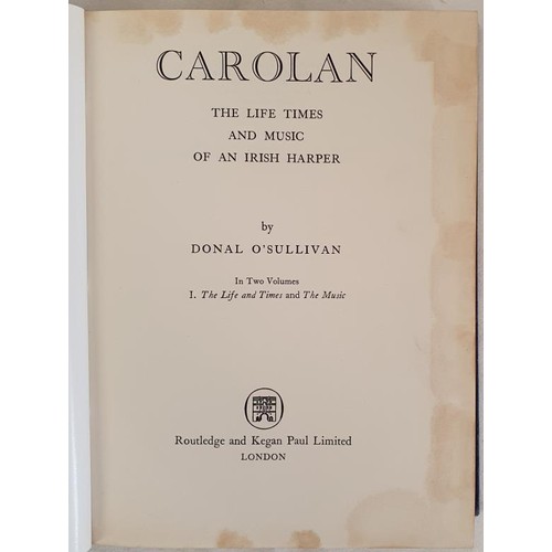 415 - [special binding] Carolan, The Life and Times of an Irish Harper by Donal O'Sullivan. Routledge. 195... 