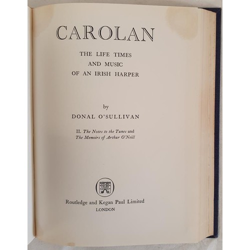 415 - [special binding] Carolan, The Life and Times of an Irish Harper by Donal O'Sullivan. Routledge. 195... 