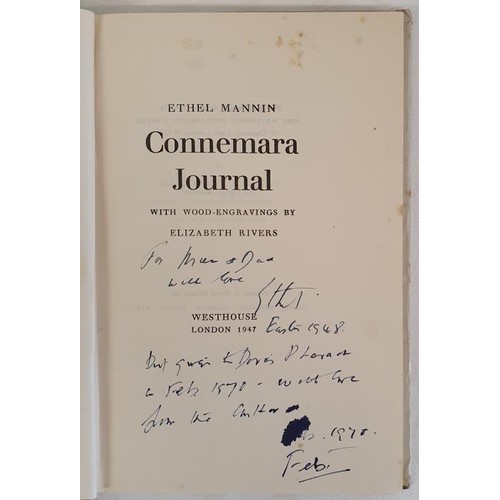 445 - Ethel Mannin - Connemara Journal, Illustrator Elizabeth Rivers. Published 1947/ First UK Edition, Fi... 