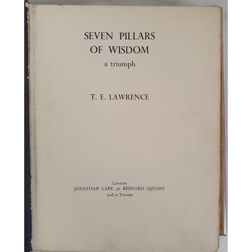 463 - LAWRENCE, T.E. [Thomas Edward] – Seven Pillars of Wisdom, published 1935. First UK Edition, Fi... 