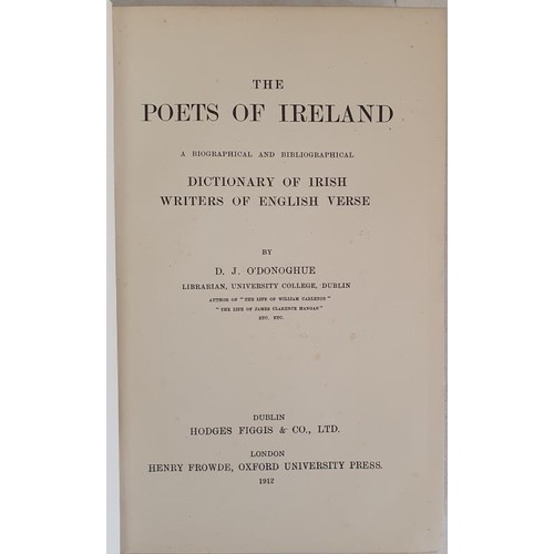 470 - The Poets of Ireland by David James O'Donoghue. London: O'Donoghue. very good copy of the first edit... 