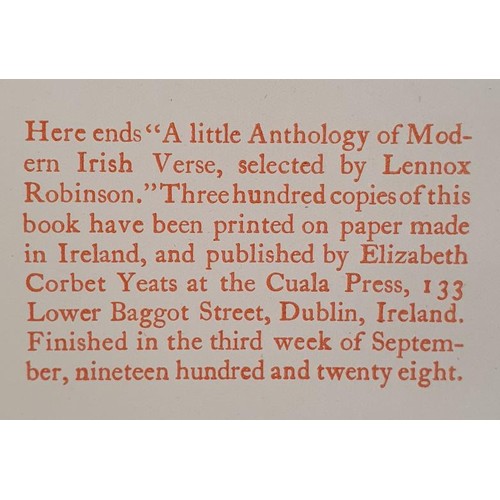 485 - Irish Interest: A Little Anthology of Modern Irish Verse: Selected By Lennox Robinson. Ed of 300. 19... 