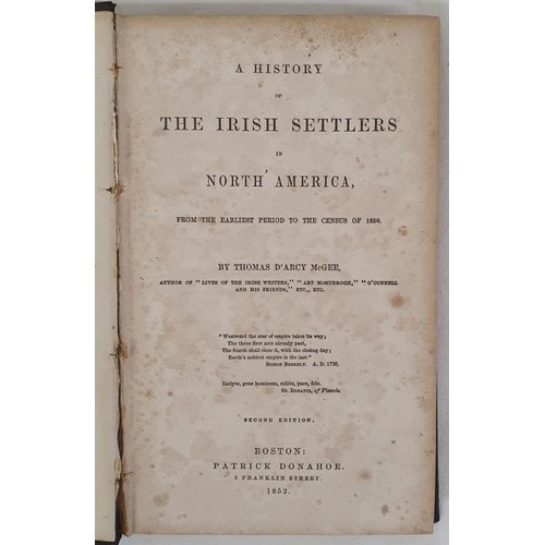 504 - Thomas D'arcy McGee - A History of the Irish Settlers in North America: From the Earliest Period to ... 