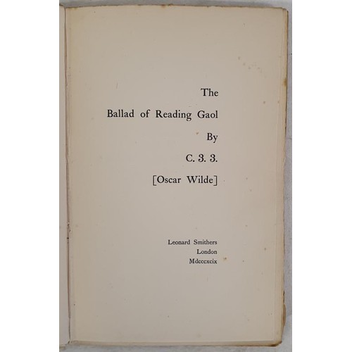 508 - C.3.3. (Oscar Wilde) The Ballad of Reading Gaol. 1889. Very early edition of Wilde classic in a pris... 