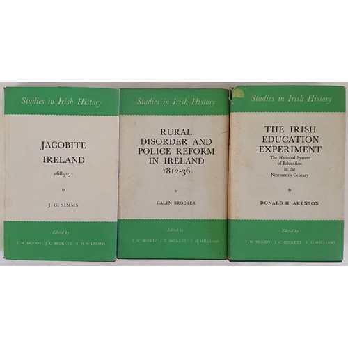 519 - Studies in Irish history series by Routledge. Jacobite Ireland by Simms; The Irish Education Experim... 