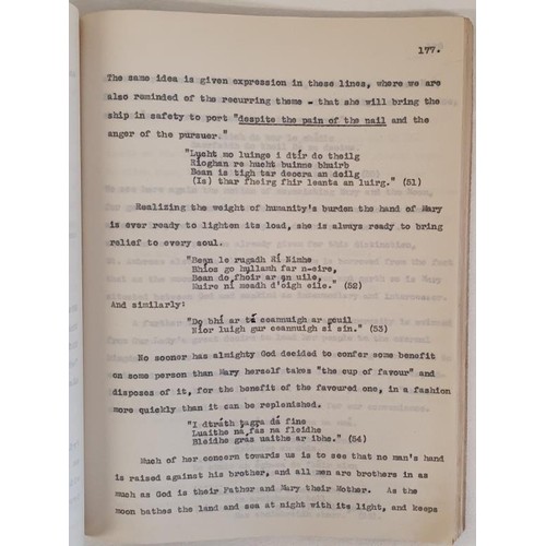 556 - Frizelle,John D. Marian Poetry In Irish. Unpublished Thesis. 291 pages. Dated December 1949. Importa... 