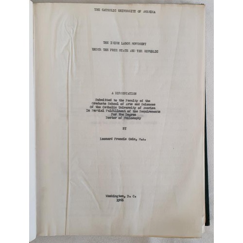 583 - The Irish Labour Movement under the Free State and the Republic. A Dissertation for the Degree Docto... 