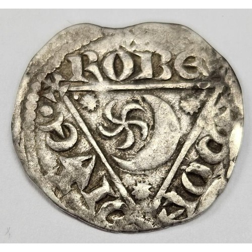 14 - Ireland - John as King, third Rex coinage. 1207-11. Silver. Crowned bust within triangle, hand holdi... 