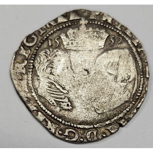 16 - Ireland - 1557 Mary Tudor Philip Spain 4 Pence Silver Groat Coin