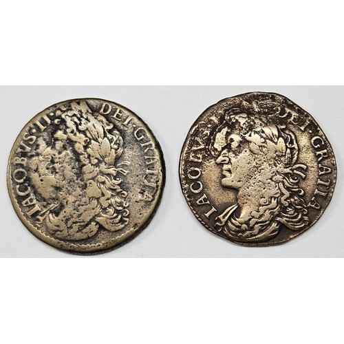 42 - Ireland - James II (1685-1691), Gunmoney 1689 February Large Half Crown, Obverse laureated and drape... 