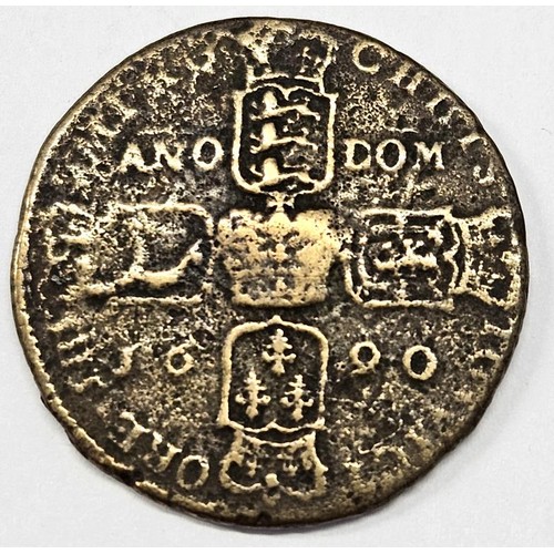 43 - Ireland - James II (1685-1691), Gunmoney 1690 Crown, Obverse King on horse l., legend commences to l... 