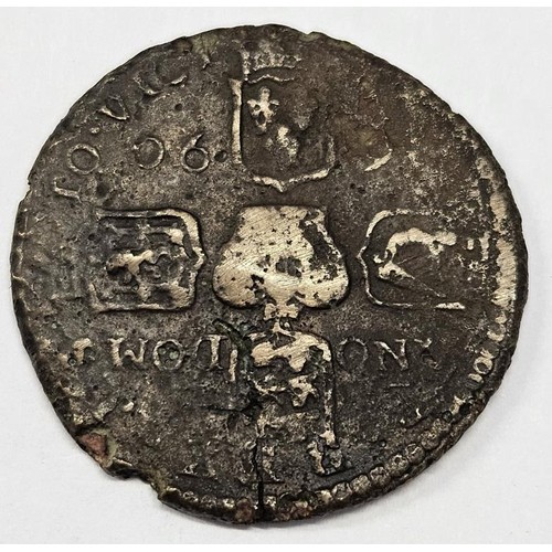 44 - Ireland - James II (1685-1691), Gunmoney 1690 Crown, Obverse King on horse l., legend commences to l... 
