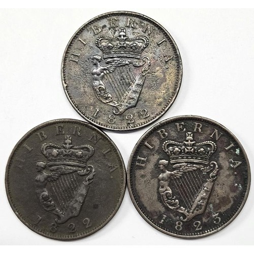 48 - Ireland: George IV 1/2 Pennies, 1822 x 2 and 1823 (3)