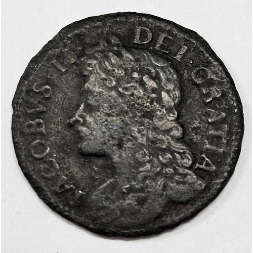 50 - Ireland - James II (1685-1691), Gunmoney 1689 July Six Pence, Obverse laureated and draped bust. Rev... 