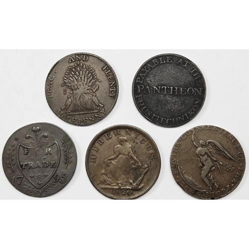 54 - Irish Tokens - Payable At The Pantheon Half Penny, 1799; Peace and Plenty Half Penny; Alex Cornwell ... 