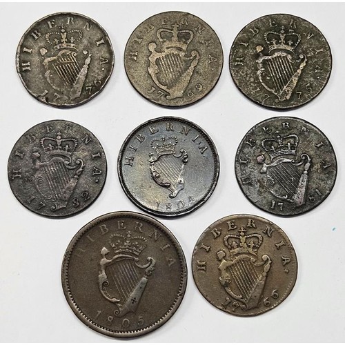 60 - Ireland - George III Penny 1805, and 7no. Half Pennies, 1766, 69, 75, 76, 81, 82 and 1805 (8)