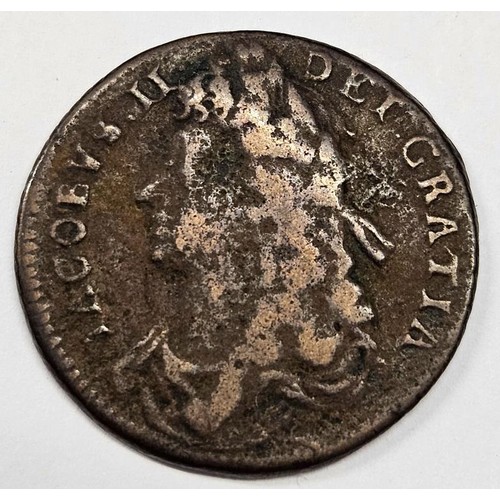 67 - Ireland, James II (1685-1691), Halfpenny, 1686, laureate bust left, rev. crowned harp