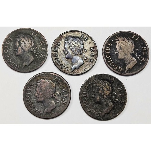 69 - Ireland - George II Half Pennies - 1736, 42, 43, 46 & 52 (5)