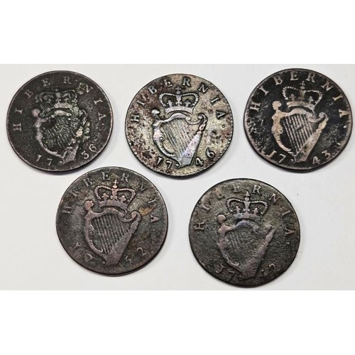 69 - Ireland - George II Half Pennies - 1736, 42, 43, 46 & 52 (5)