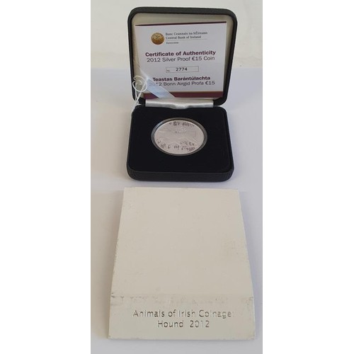 95 - Ireland: 2012 Animals Of Irish Coinage €15 Silver Proof Coin. Limited edition No. 2774 of 8000.... 