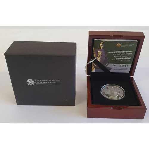 105 - Ireland: 100th Anniversary of the Proclamation of the Irish Republic €15 Silver Proof Coin 2016... 