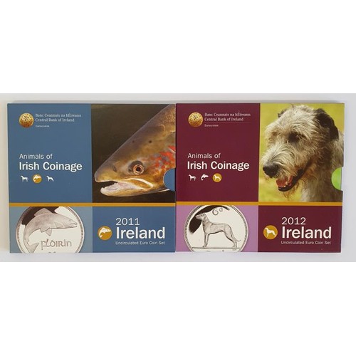 109 - Ireland: 2011 Uncirculated Coin Set, Animals of Irish Coinage ; and 2012 Animals of Irish Coinage Un... 