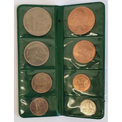 120 - Ireland: Pre-Decimal Coin Set, 1966, Barnyard Set in Original Green Plastic Wallet