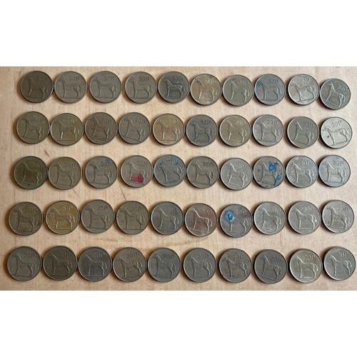 124 - 50 Old 20p Irish Coins, 1986+