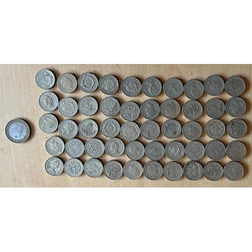 129 - 50 English £1 Coins and One £2 Coin