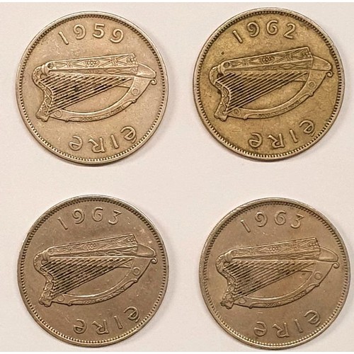 130 - 4 Old Irish Half Crowns 1959, 62, 63 and 63