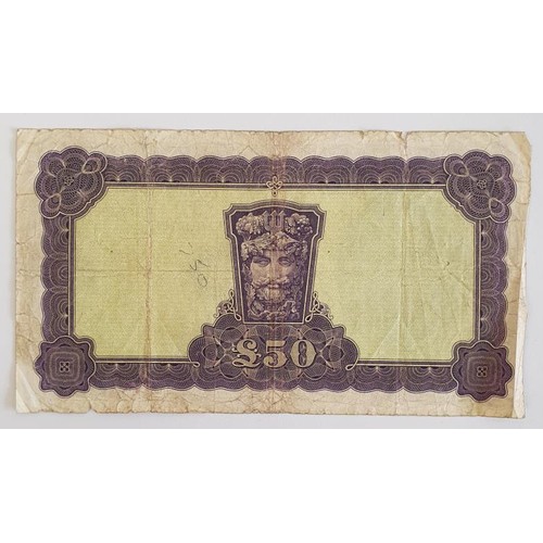 135 - Ireland: 1977 Lady Lavery £50 Bank Note. Serial no. 08A097082, Dated 4.4.77 last date of ... 