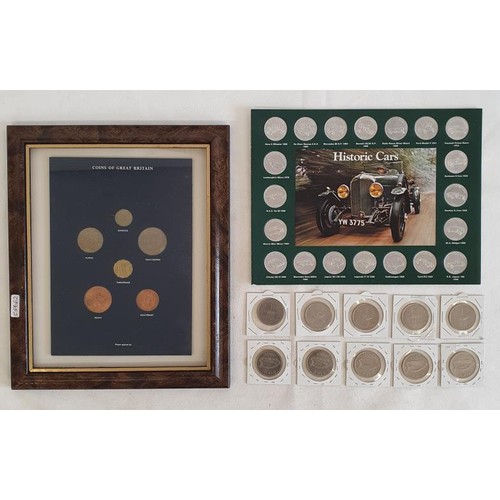 139 - Ireland: 2000 Millennium £1 Coins x 10; A Framed Set of GB Coins; and Shell Historic Cars Pack