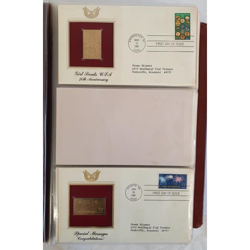 141 - Golden Replicas of United States Stamps, Proof Replicas on a Gleaming Surface of 22Kt Gold. An album... 