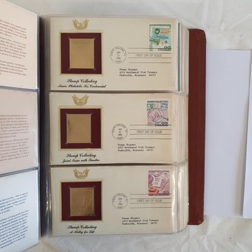 141 - Golden Replicas of United States Stamps, Proof Replicas on a Gleaming Surface of 22Kt Gold. An album... 