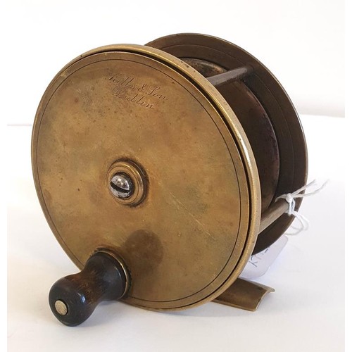 145 - A Kelly & Son, Dublin, heavy all-brass 3.75 inch Salmon Reel