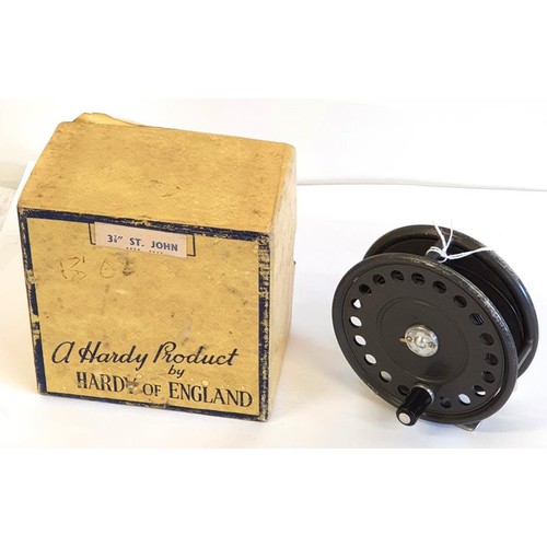 154 - A Hardy 3 & 7/8in St. John Fishing Reel with ebonite handle in original Hardy Box etc.