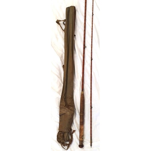 164 - J J S Walker Bampton & Co., Makers, Alnwick, 9ft, Two Piece Split Cane Fishing Rod, Model 12416,... 