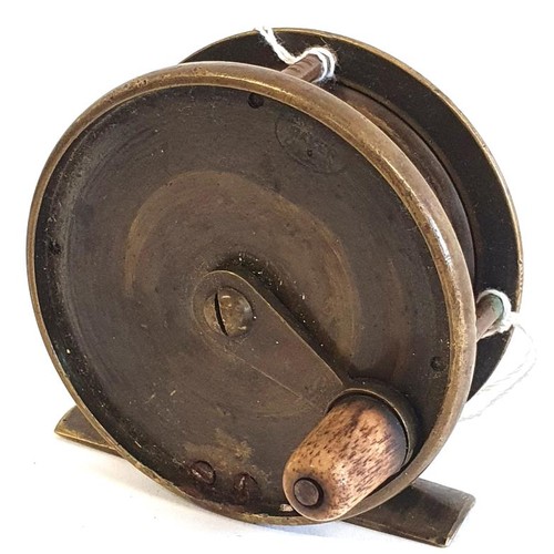 166 - J Flint, Maker, Dublin 3inch All Brass Reel with 