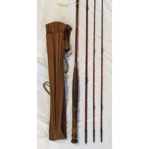 200 - A Haynes of Cork, 9 Foot, Split Cane, 3-piece Fishing Rod with Spare Tip and original canvas case