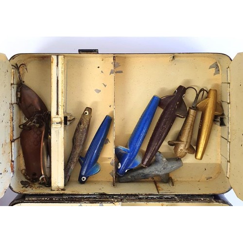 207 - A Very Nice Hardy Bros, Alnwick Tin Bait/Lure Box with 4 compartments of differing shapes and sizes,... 