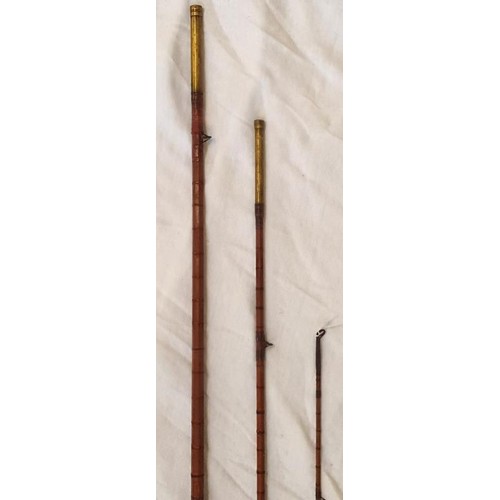 220 - Vintage Three Piece Split Cane Fishing Rod, 8ft6in