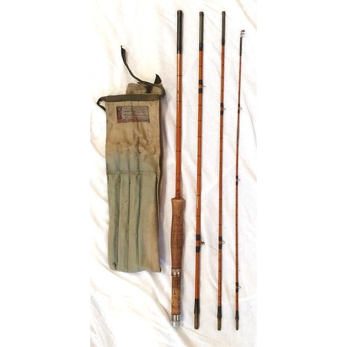 236 - Asbjorn Horgard 4-Piece Split Cane, 8ft Fishing Rod in original canvas bag