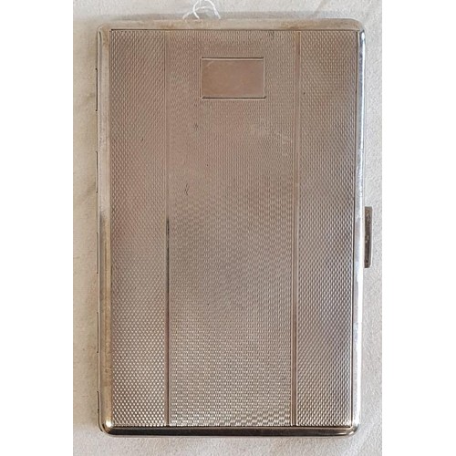 289 - Silver Engine Turned Cigarette Case, Hallmarked Birmingham c.1955, c.152grams