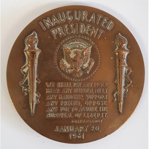 291 - 1961 John F. Kennedy Inauguration Bronze Medal, c.7.5cm diameter