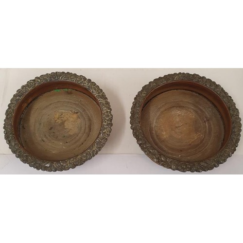 318 - Pair of Large Silver Plated Wine Bottle Coasters (worn)